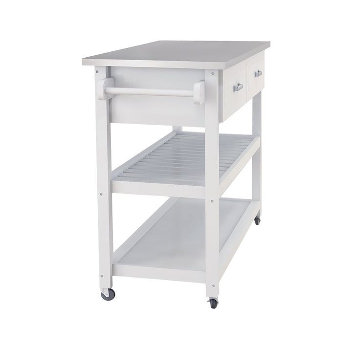 Stainless Steel Kitchen Cart with Two Drawers Image 4