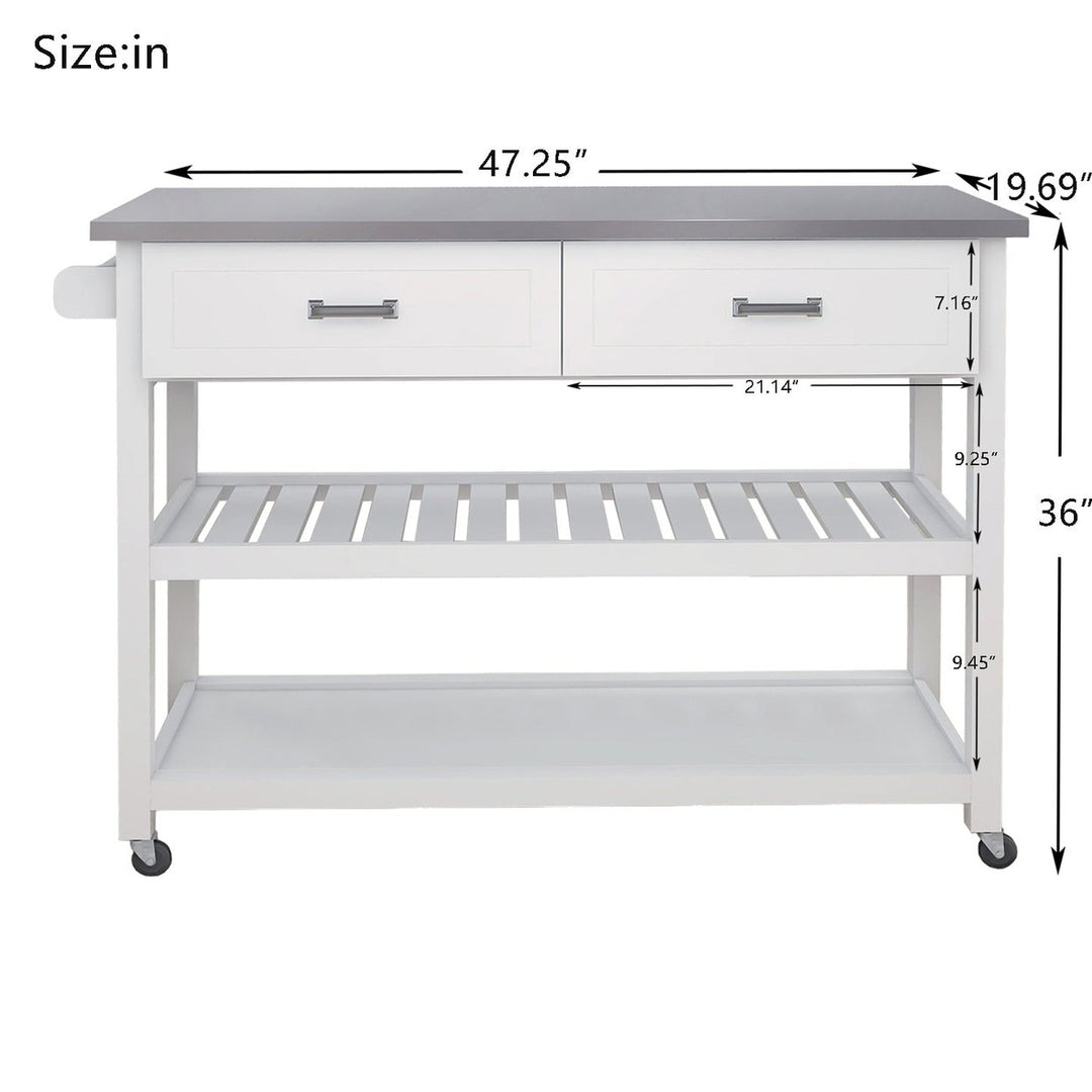 Stainless Steel Kitchen Cart with Two Drawers Image 6