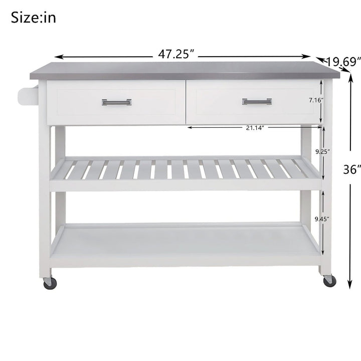 Stainless Steel Kitchen Cart with Two Drawers Image 6