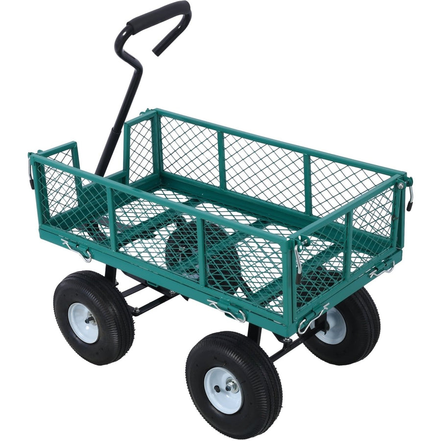 Steel Garden Cart with Removable Steel Mesh Sides, 3 cu ft Capacity, 550 lb Load, Ideal for Yard Work, Gardening, and Image 1