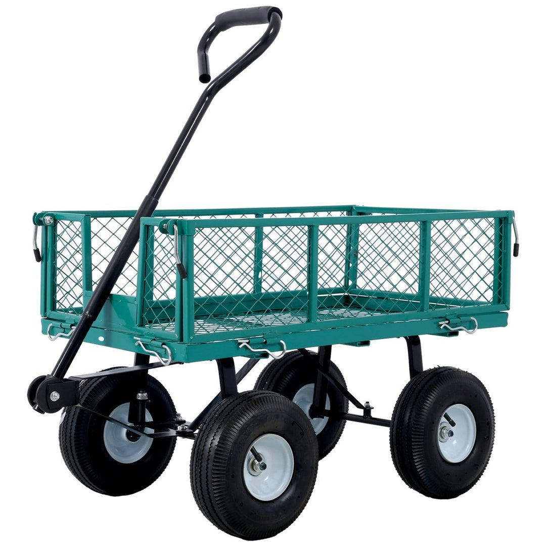 Steel Garden Cart with Removable Steel Mesh Sides, 3 cu ft Capacity, 550 lb Load, Ideal for Yard Work, Gardening, and Image 2