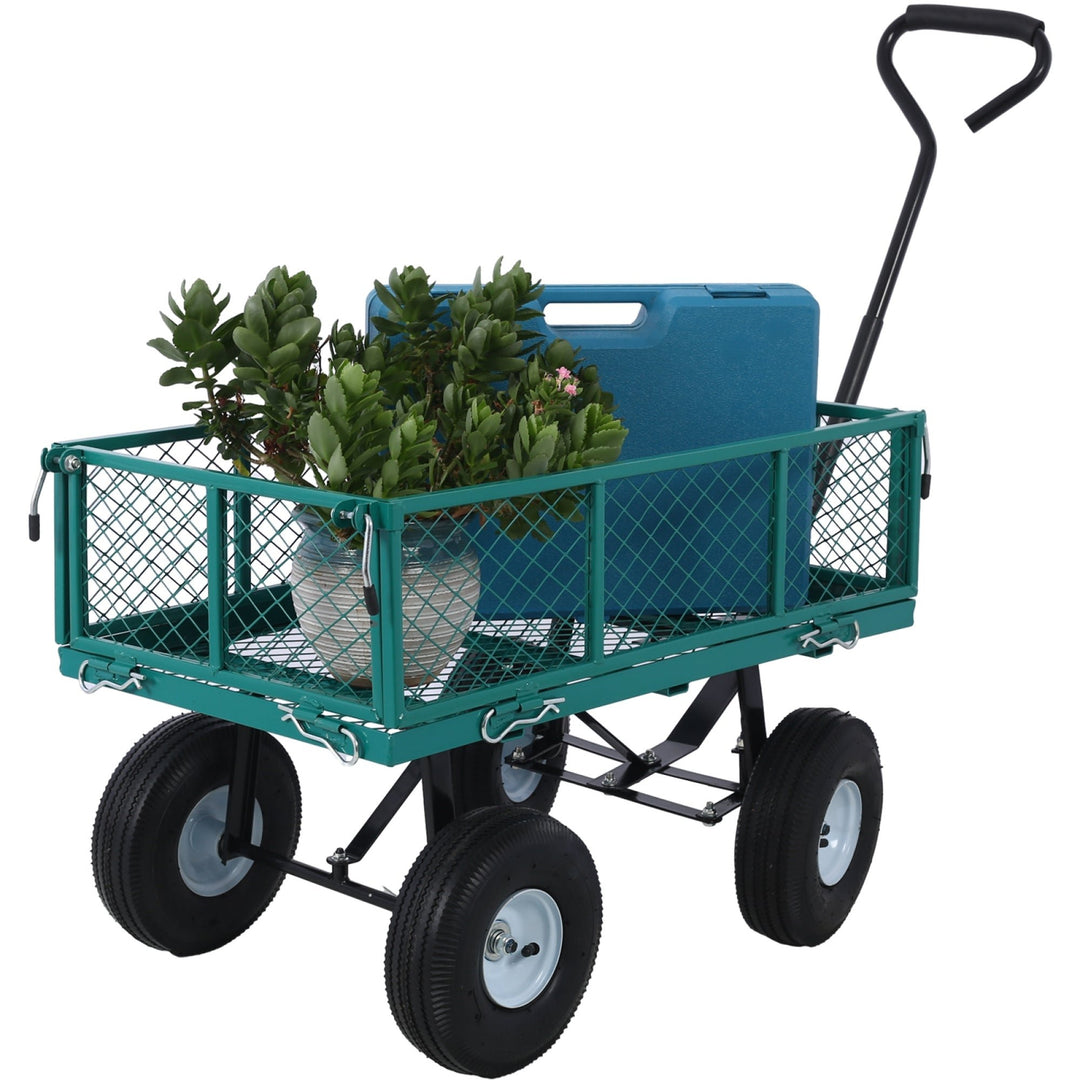 Steel Garden Cart with Removable Steel Mesh Sides, 3 cu ft Capacity, 550 lb Load, Ideal for Yard Work, Gardening, and Image 4