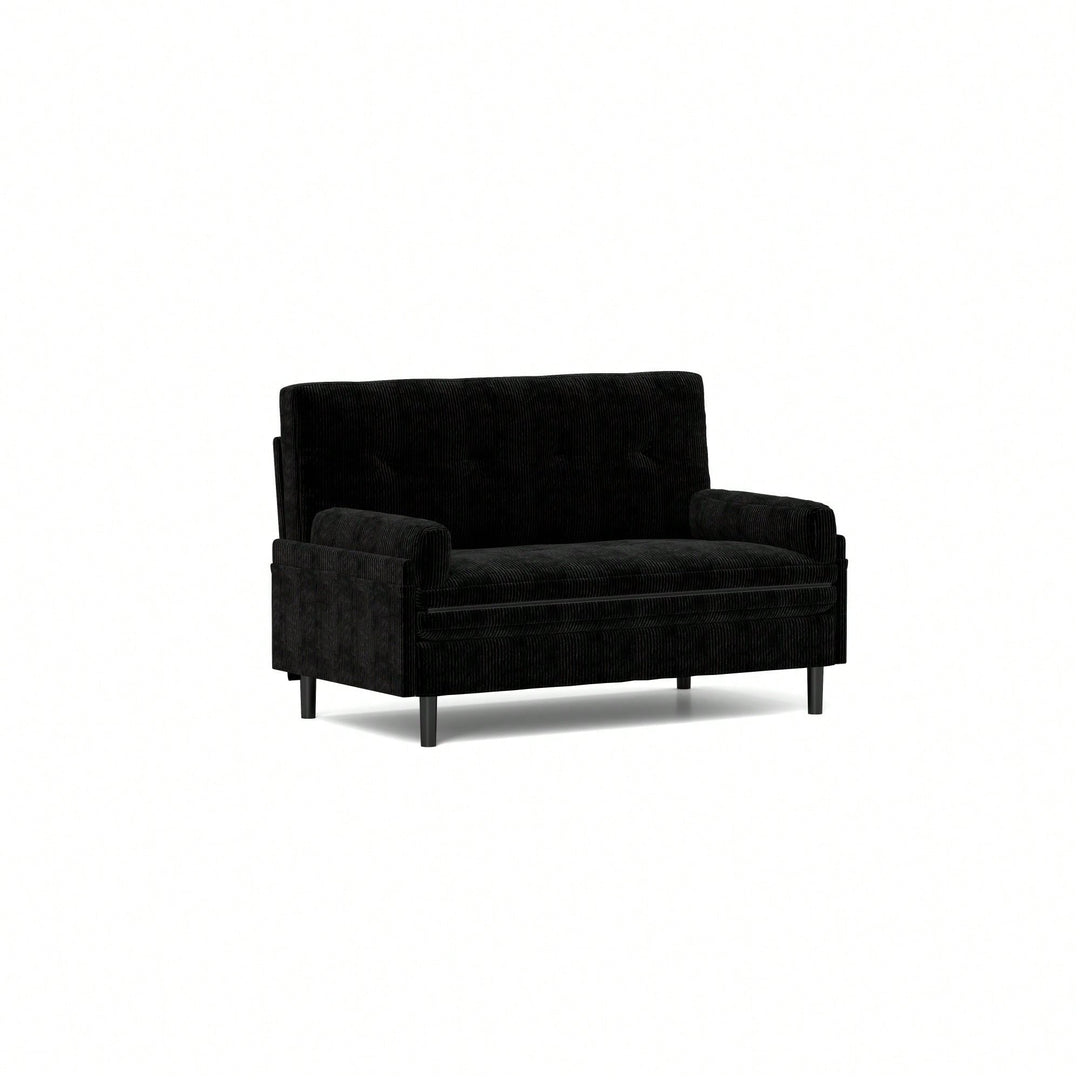 Stylish Black 2-Seater Sleeper Sofa With Recline Function For Ultimate Comfort Image 2