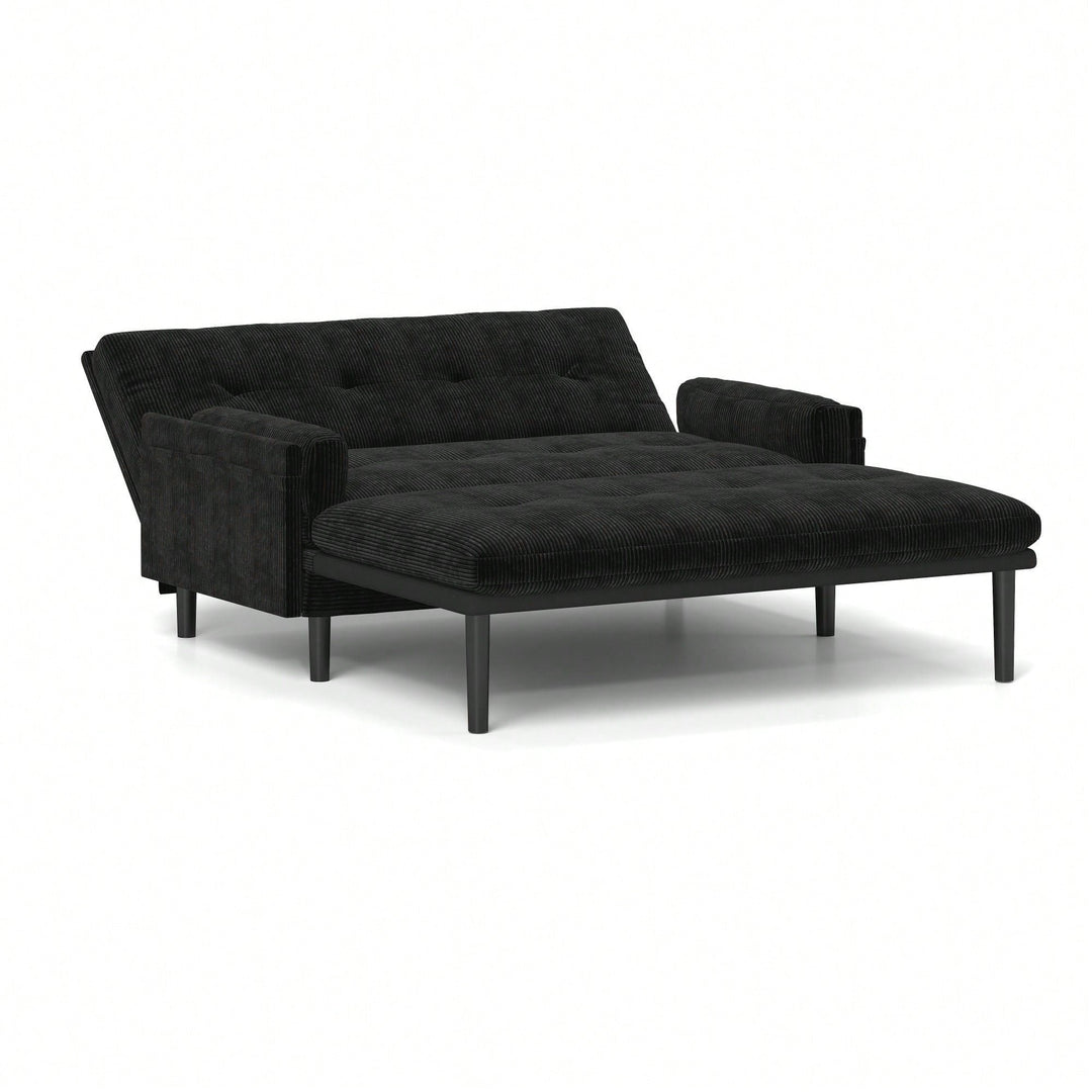 Stylish Black 2-Seater Sleeper Sofa With Recline Function For Ultimate Comfort Image 4