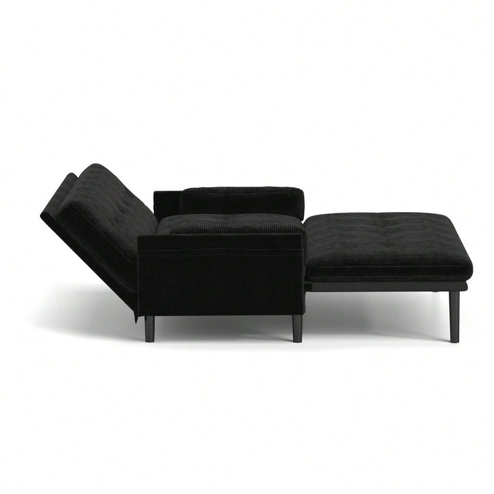 Stylish Black 2-Seater Sleeper Sofa With Recline Function For Ultimate Comfort Image 5