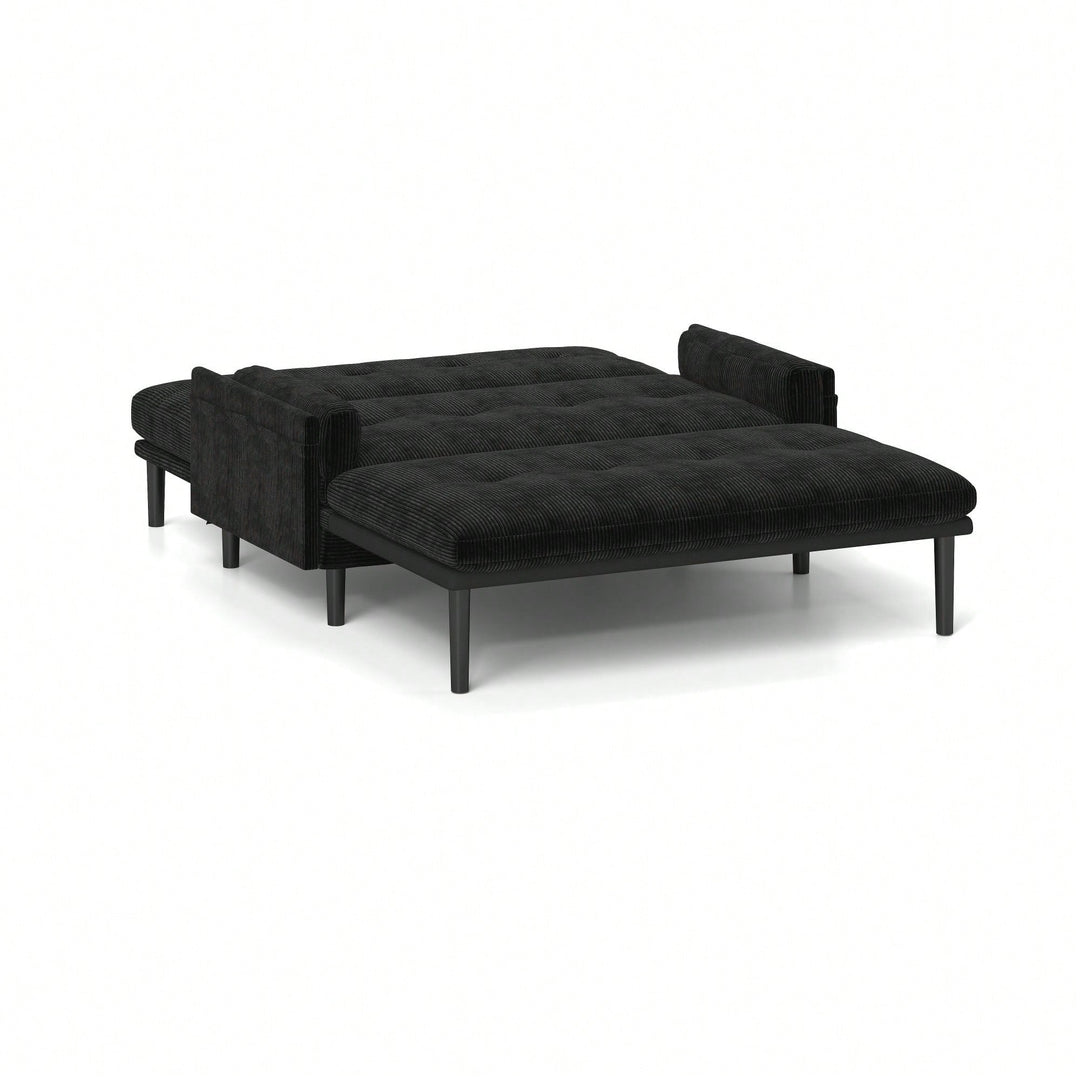 Stylish Black 2-Seater Sleeper Sofa With Recline Function For Ultimate Comfort Image 6