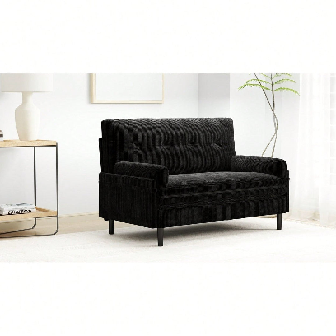 Stylish Black 2-Seater Sleeper Sofa With Recline Function For Ultimate Comfort Image 10