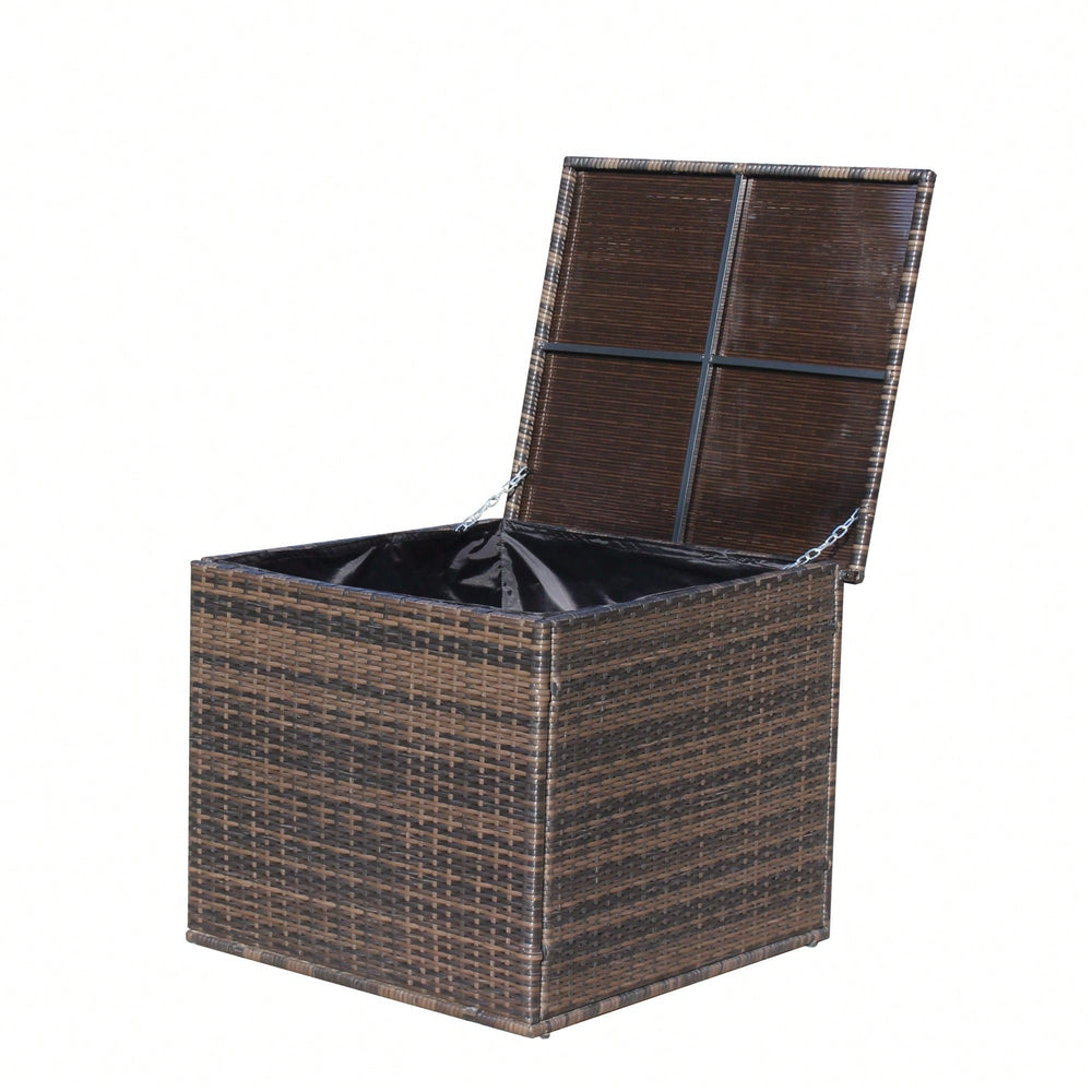 Stylish Brown Wicker Outdoor Furniture Storage Box For Patio And Garden Decor Image 2