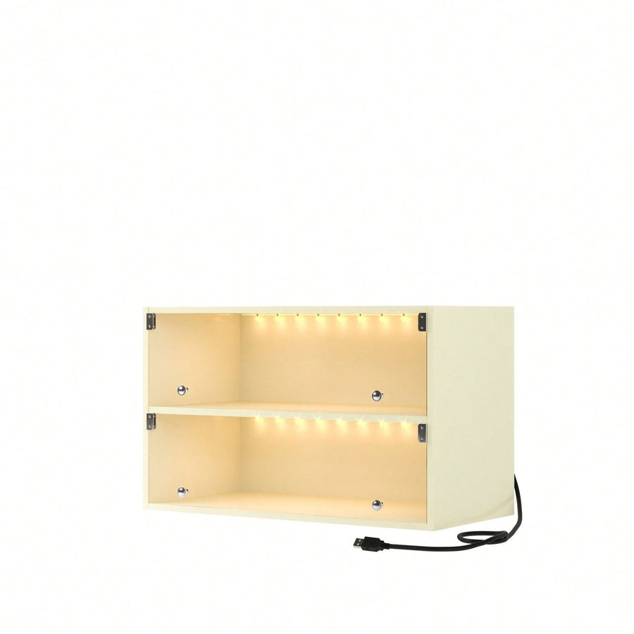 Stylish Glass Door Shoe Storage Cabinet For Sneakers With RGB LED Lighting Image 1