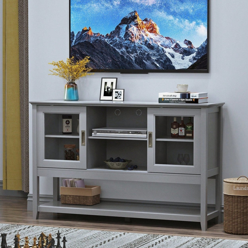 Stylish Grey Sideboard Buffet Table With Storage Doors For Elegant Dining And Living Spaces Image 2