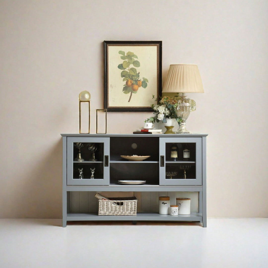 Stylish Grey Sideboard Buffet Table With Storage Doors For Elegant Dining And Living Spaces Image 3