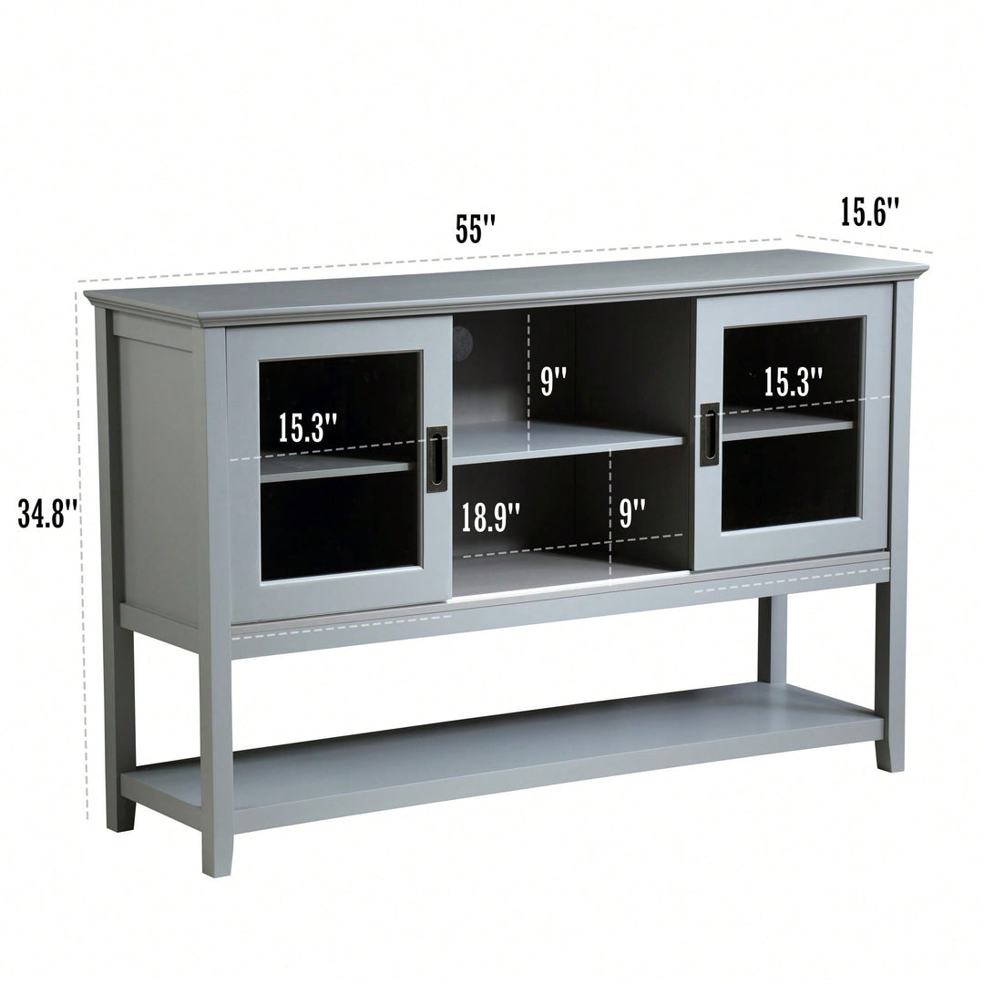 Stylish Grey Sideboard Buffet Table With Storage Doors For Elegant Dining And Living Spaces Image 5