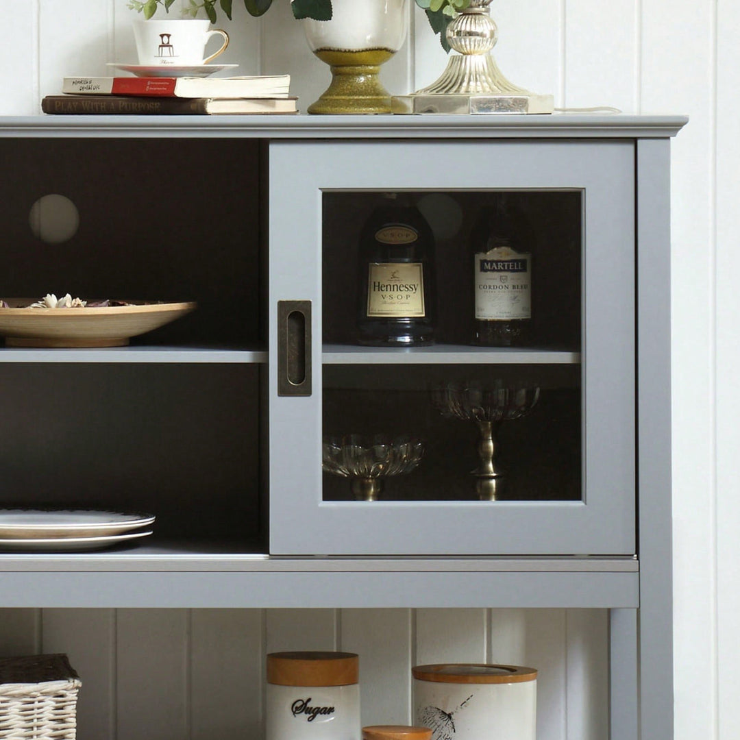 Stylish Grey Sideboard Buffet Table With Storage Doors For Elegant Dining And Living Spaces Image 6