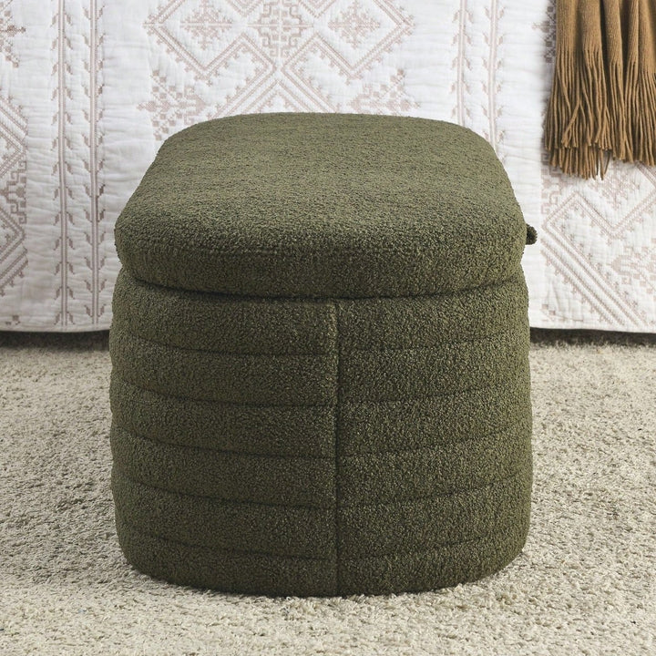 Upholstered Fabric Storage Bench End Of Bed Stool With Safety Hinge For Bedroom, Living Room, Entryway Image 7