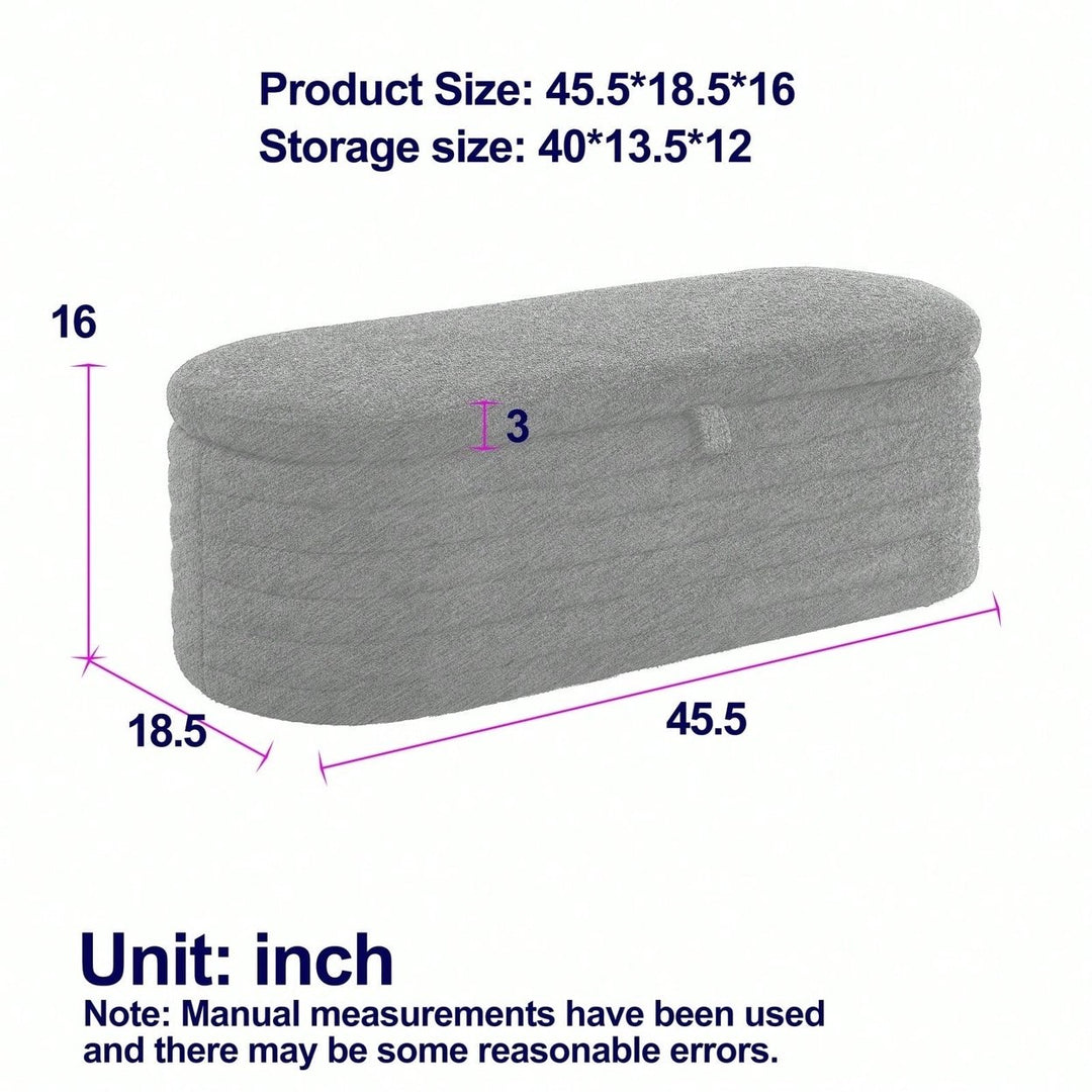 Upholstered Fabric Storage Bench End Of Bed Stool With Safety Hinge For Bedroom, Living Room, Entryway Image 8