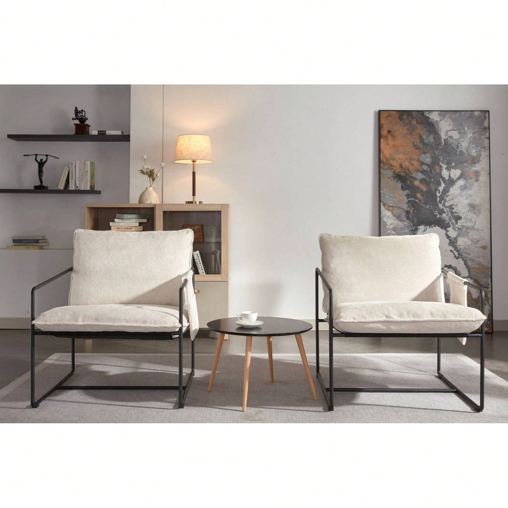 Upholstered Hanging Armchair With Metal Frame And Crushed Foam Cushions For Living Room And Bedroom Image 2