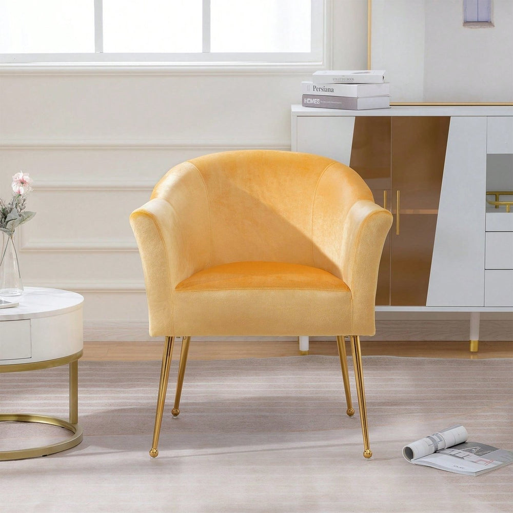 Velvet Accent Chair with Gold Legs Modern Armchair for Living Room Bedroom Office Stylish Club Chair Image 2