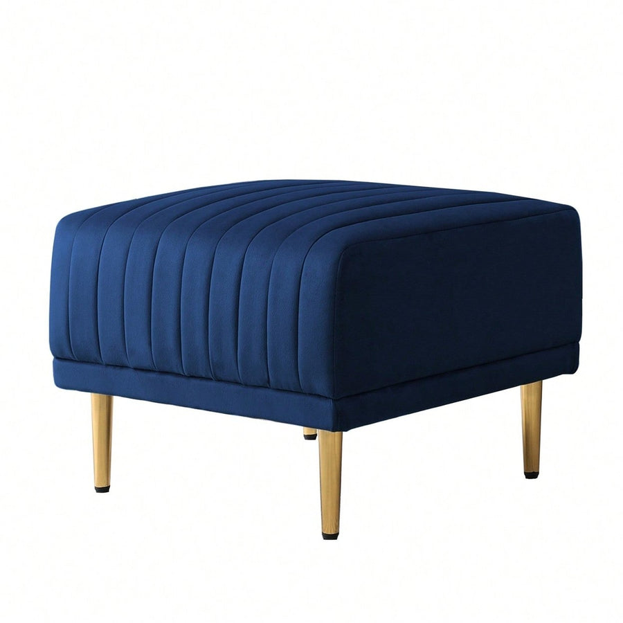 Velvet Channel Tufted Ottoman with Metal Legs for Sectional Sofa Art Deco Style Image 1