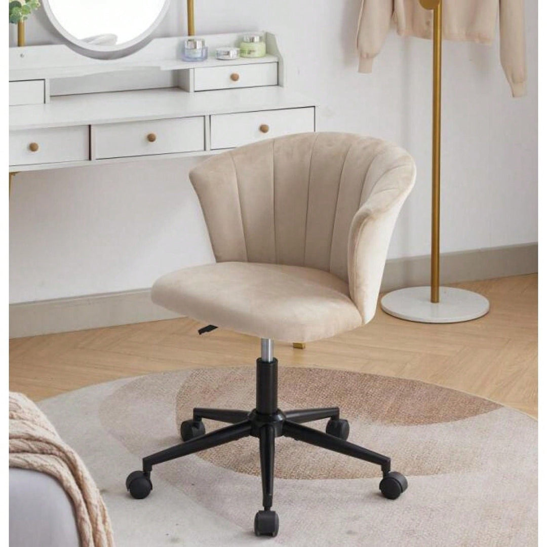 Velvet Swivel Flower Shape Office Chair with Wide Backrest and Cushion for Home Office Bedroom Living Room Image 3