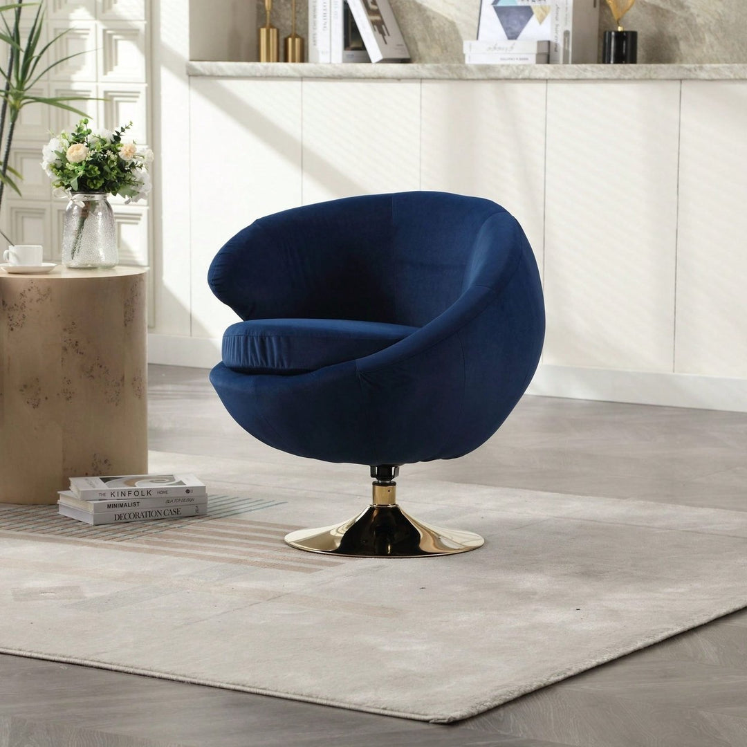 Velvet Swivel Barrel Accent Chair with Ottoman for Living Room and Bedroom Comfortable Round Club Chair 360 Degree Image 9