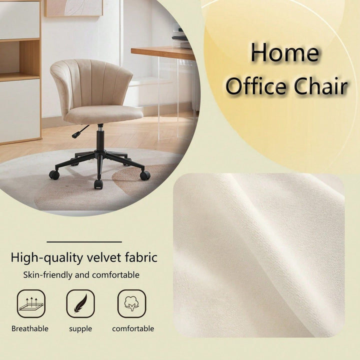 Velvet Swivel Flower Shape Office Chair with Wide Backrest and Cushion for Home Office Bedroom Living Room Image 7