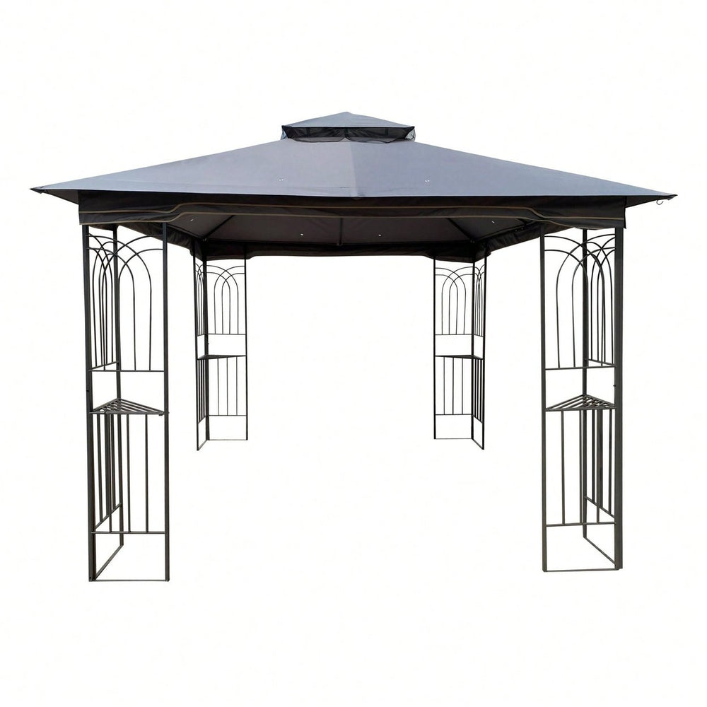 Ventilated Double Roof Outdoor Gazebo Canopy Tent with Detachable Mosquito Net for Lawn Garden and Backyard Image 2