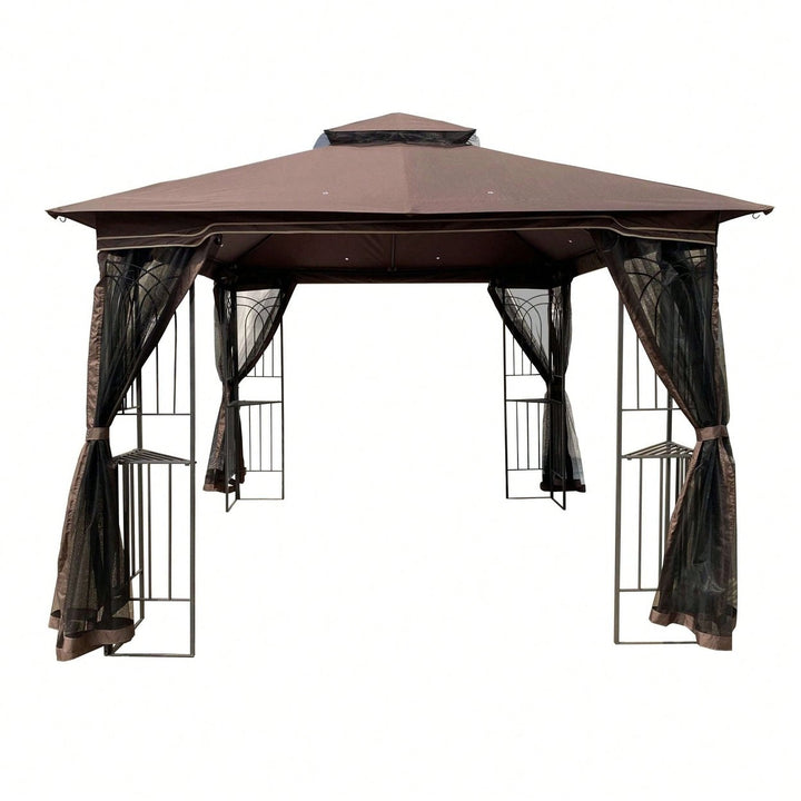 Ventilated Double Roof Outdoor Gazebo Canopy Tent with Detachable Mosquito Net for Lawn Garden and Backyard Image 3