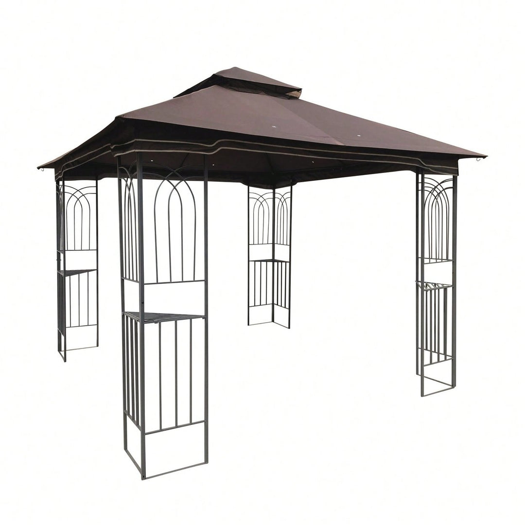 Ventilated Double Roof Outdoor Gazebo Canopy Tent with Detachable Mosquito Net for Lawn Garden and Backyard Image 4