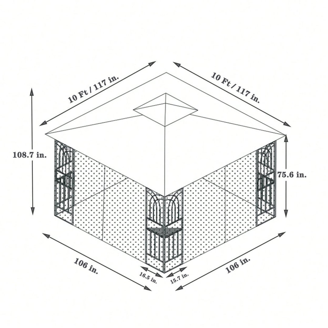 Ventilated Double Roof Outdoor Gazebo Canopy Tent with Detachable Mosquito Net for Lawn Garden and Backyard Image 6