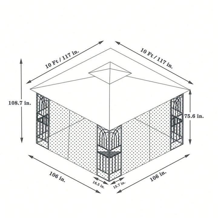 Ventilated Double Roof Outdoor Gazebo Canopy Tent with Detachable Mosquito Net for Lawn Garden and Backyard Image 6