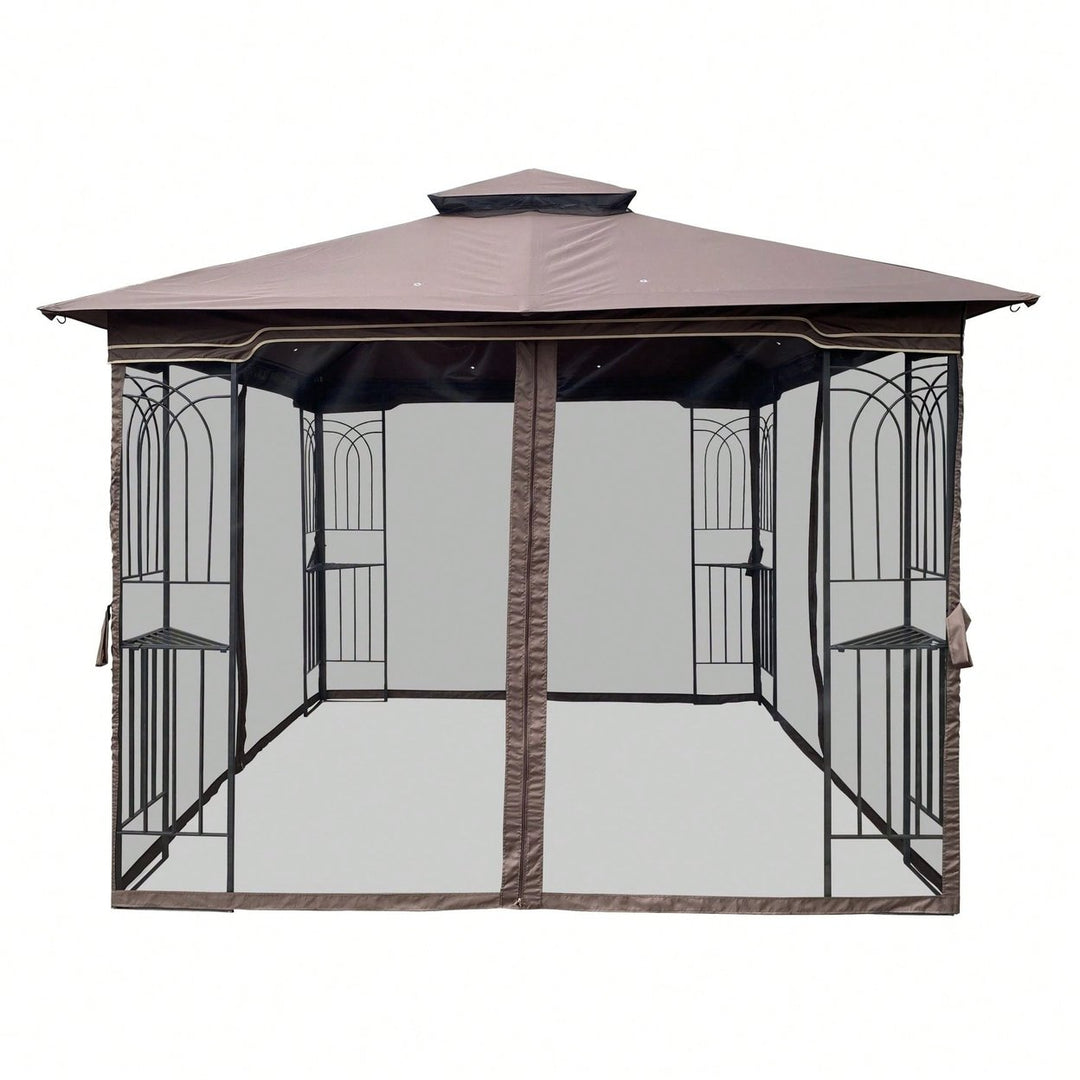 Ventilated Double Roof Outdoor Gazebo Canopy Tent with Detachable Mosquito Net for Lawn Garden and Backyard Image 7