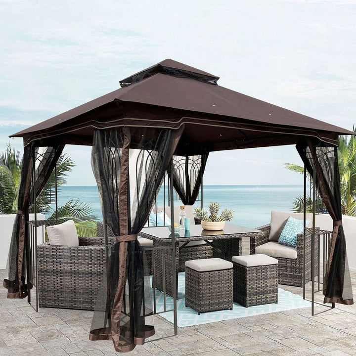 Ventilated Double Roof Outdoor Gazebo Canopy Tent with Detachable Mosquito Net for Lawn Garden and Backyard Image 9