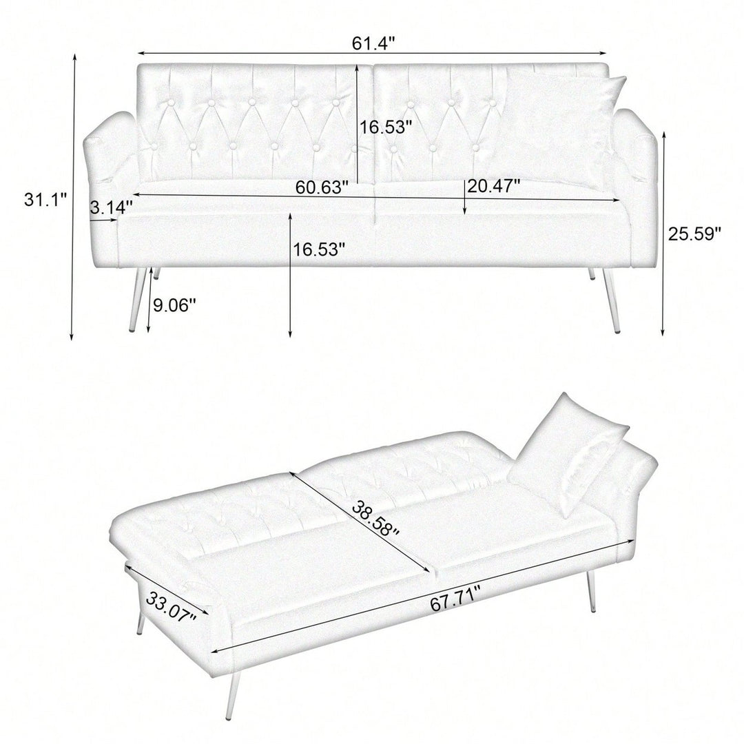 Versatile 3-in-1 Faux Leather Sofa Bed with Adjustable Armrests and Backrest for Small Spaces Image 10