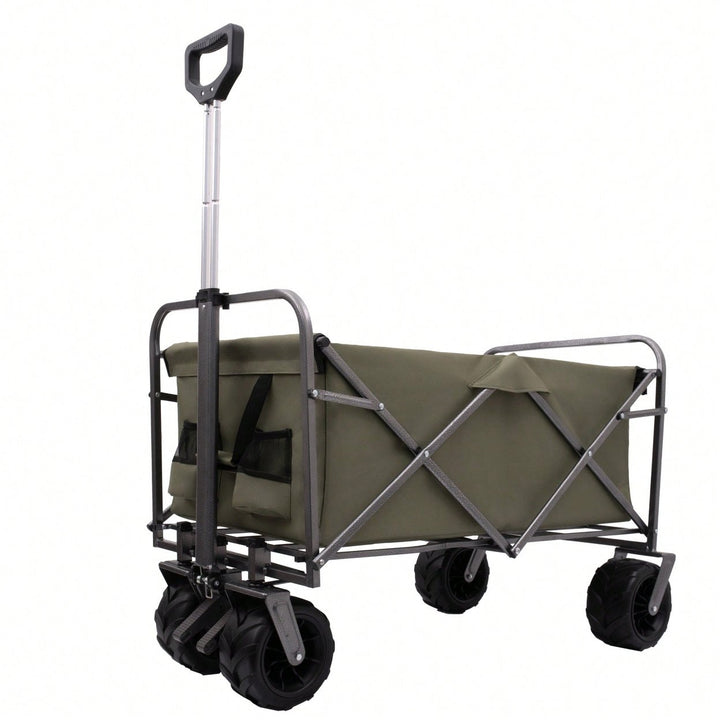 Versatile Folding Wagon For Kids - Portable Beach Trolley Cart For Outdoor Garden, Park, And Camping With Large Wheels Image 2