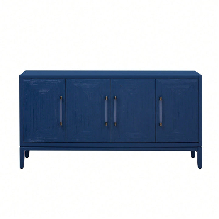 Versatile Four-Door Sideboard With Brushed MDF Doors And Elegant Acrylic Handles Perfect For Home Storage And Image 1