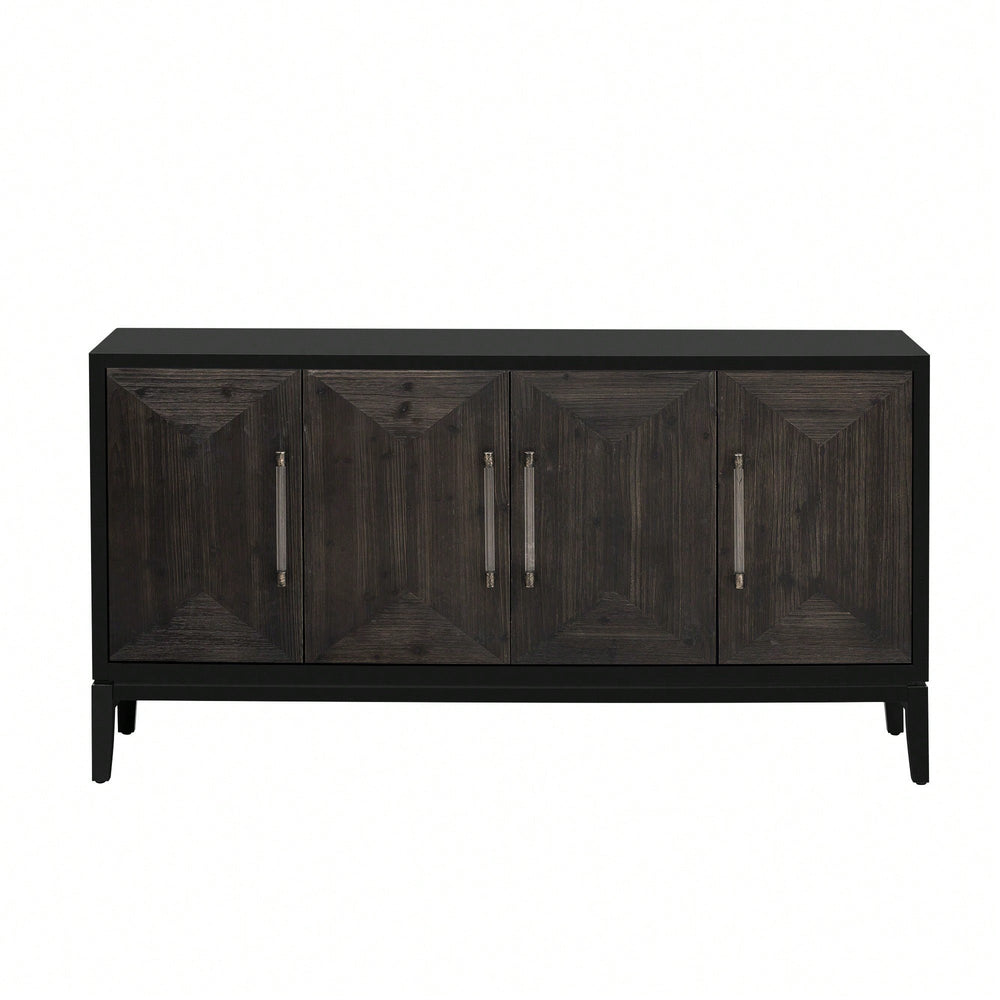 Versatile Four-Door Sideboard With Brushed MDF Doors And Elegant Acrylic Handles Perfect For Home Storage And Image 2