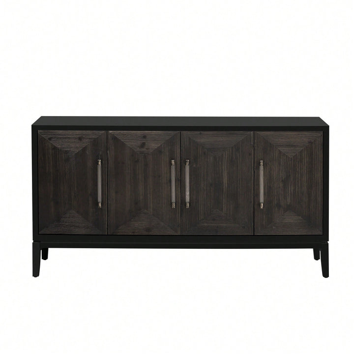 Versatile Four-Door Sideboard With Brushed MDF Doors And Elegant Acrylic Handles Perfect For Home Storage And Image 1