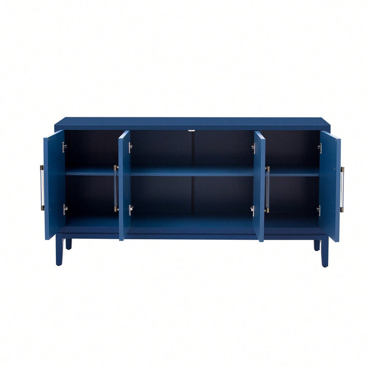 Versatile Four-Door Sideboard With Brushed MDF Doors And Elegant Acrylic Handles Perfect For Home Storage And Image 6