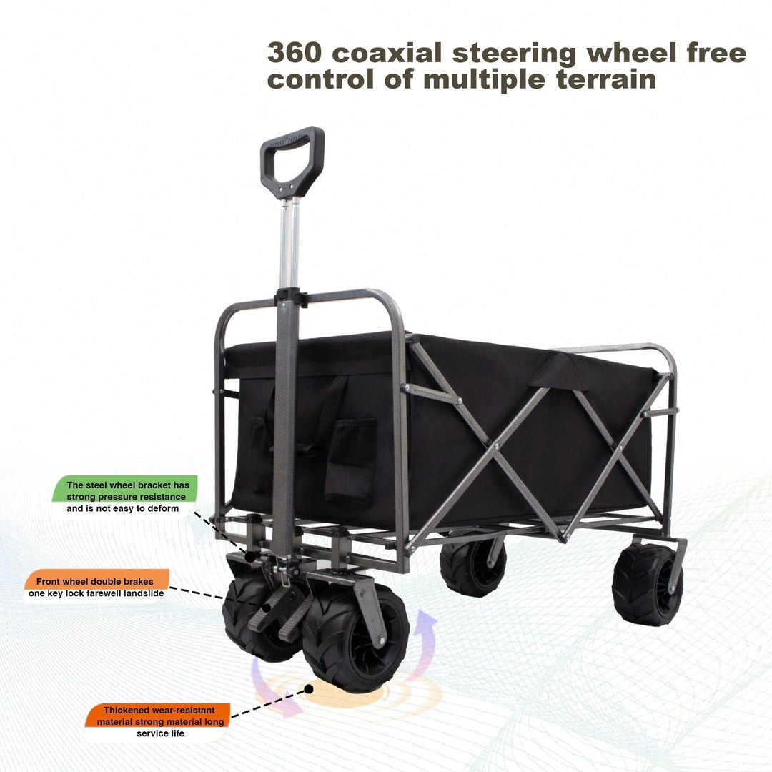 Versatile Folding Wagon For Kids - Portable Beach Trolley Cart For Outdoor Garden, Park, And Camping With Large Wheels Image 6