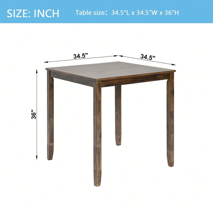 Wooden Dining Square Table, Kitchen Table For Small Space, 4 Person Counter Height Table Image 4