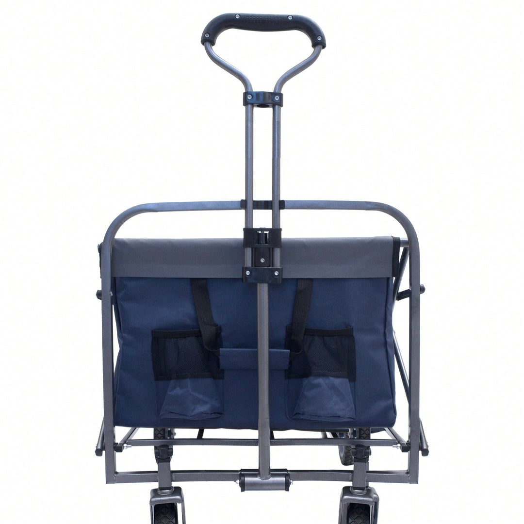 Versatile Outdoor Folding Wagon Cart For Beach, Garden, And Camping - Compact Micro Collapsible Trolley Image 3