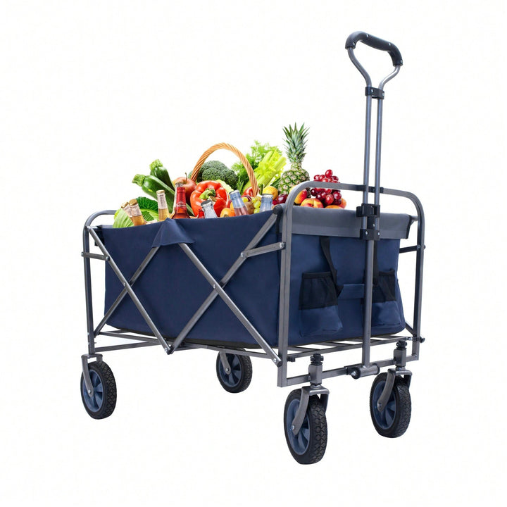 Versatile Outdoor Folding Wagon Cart For Beach, Garden, And Camping - Compact Micro Collapsible Trolley Image 5