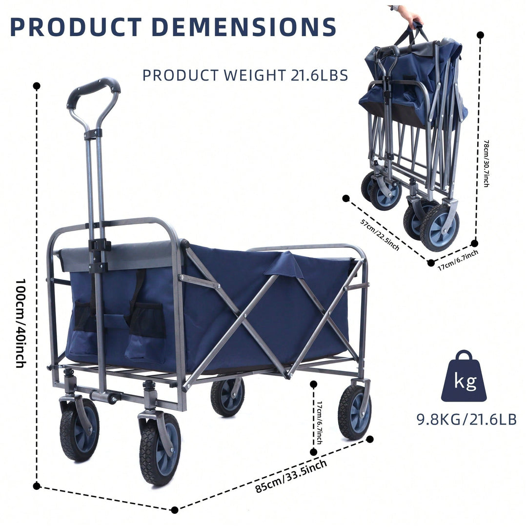 Versatile Outdoor Folding Wagon Cart For Beach, Garden, And Camping - Compact Micro Collapsible Trolley Image 6