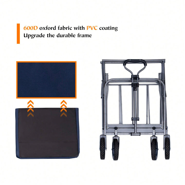 Versatile Outdoor Folding Wagon Cart For Beach, Garden, And Camping - Compact Micro Collapsible Trolley Image 8