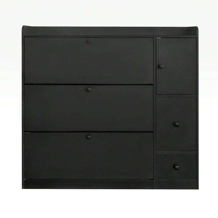 Versatile Shoe Cabinet with 3 Flip Drawers and Pull-Down Seat for Entryway Storage and Organization Image 10