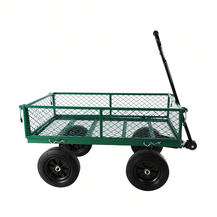 Versatile Solid Wheel Garden Dump Cart with Spacious Bed for Easy Transport of Firewood and Gardening Supplies on Uneven Image 8