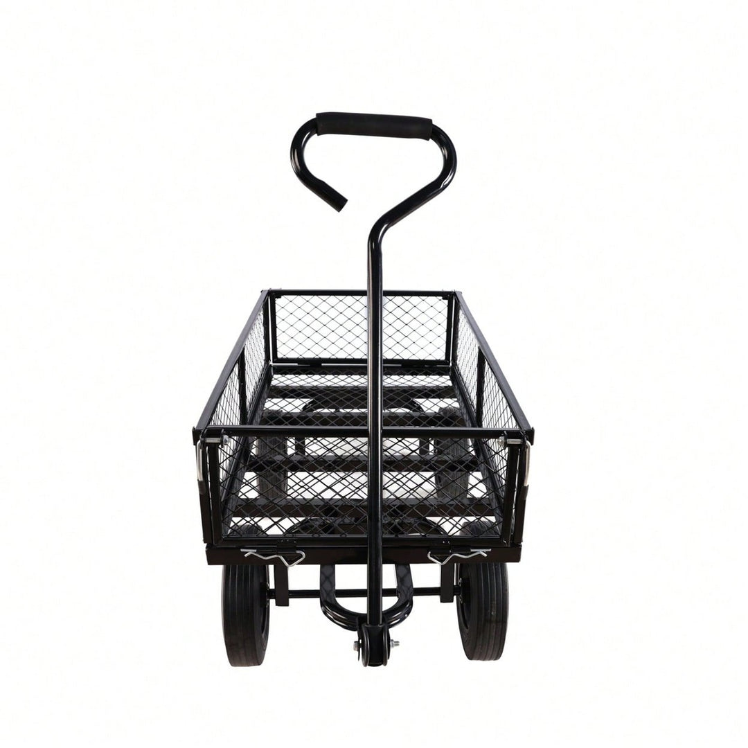 Versatile Solid Wheel Garden Dump Cart with Spacious Bed for Easy Transport of Firewood and Gardening Supplies on Uneven Image 11