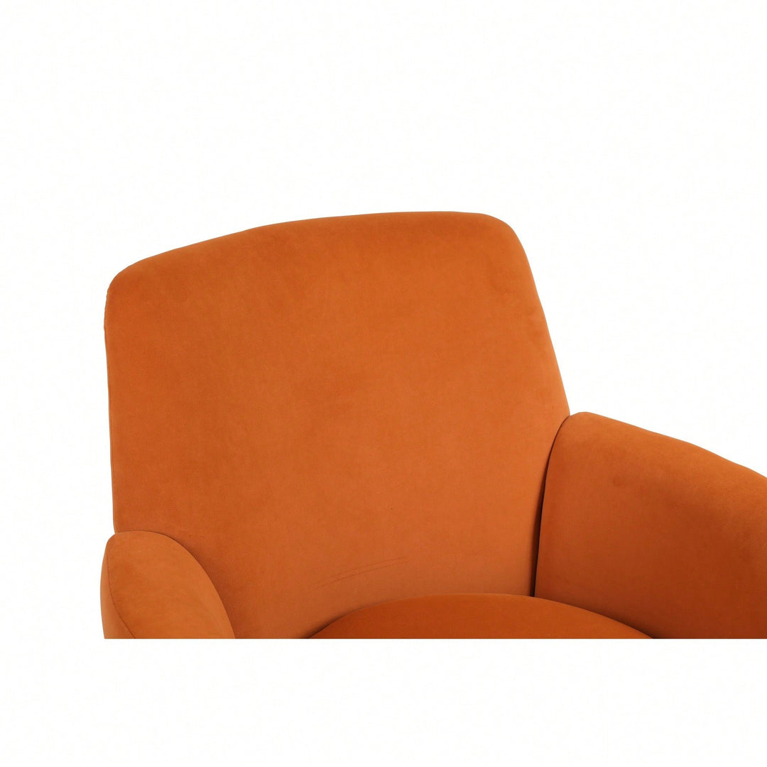 Vibrant Orange Velvet Swivel Barrel Chair with Gold Base - Cozy Accent Armchair for Living Room and Bedroom Image 10