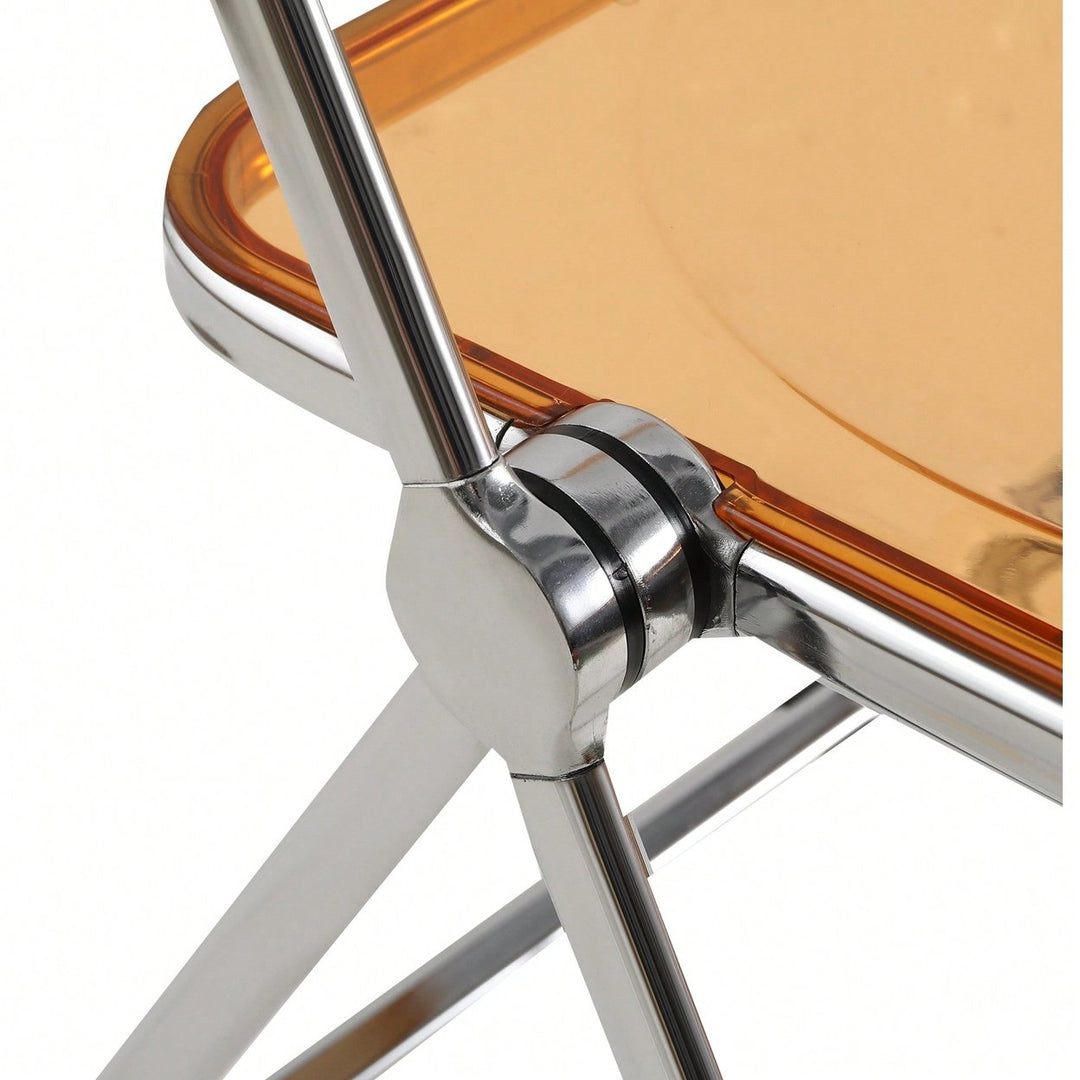 Transparent Stackable Folding Chair With Acrylic Seat And Chrome Frame For Versatile Indoor And Outdoor Use Image 12