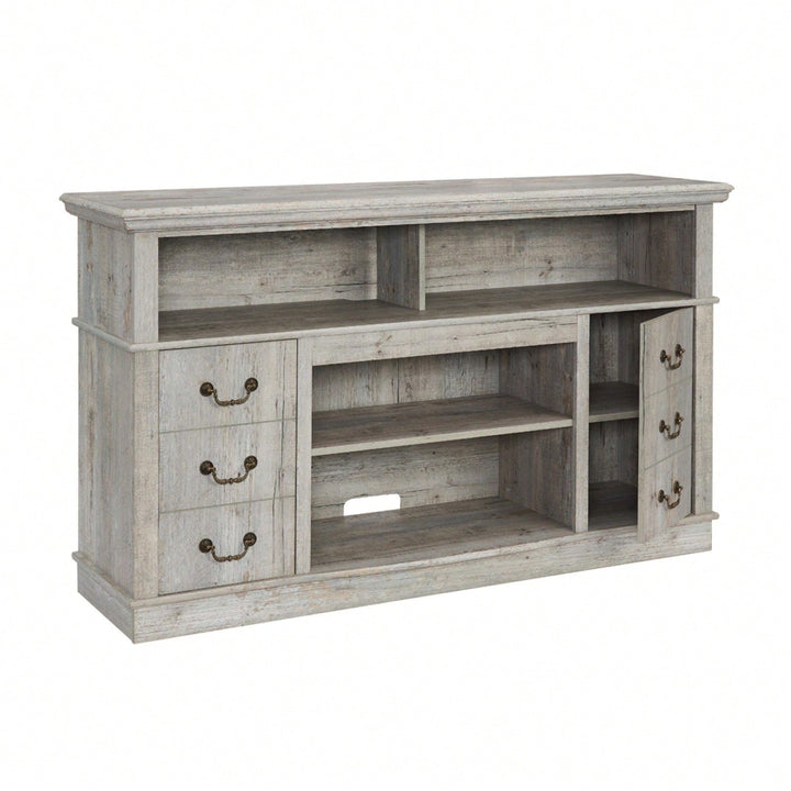 Traditional TV Media Stand - Farmhouse Rustic Entertainment Console Image 7